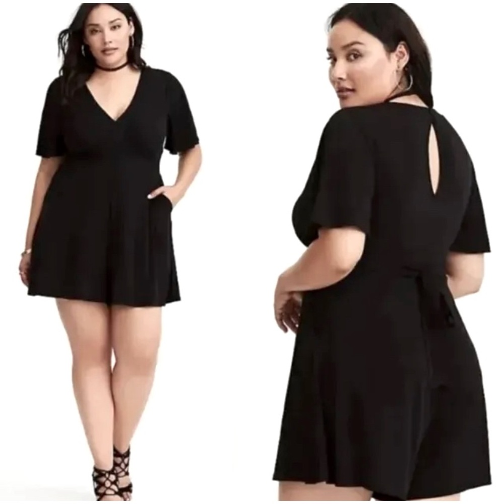 COPY - NWT TORRID Studio Knit Flutter Sleeve V-Neck ROMPER Size 00